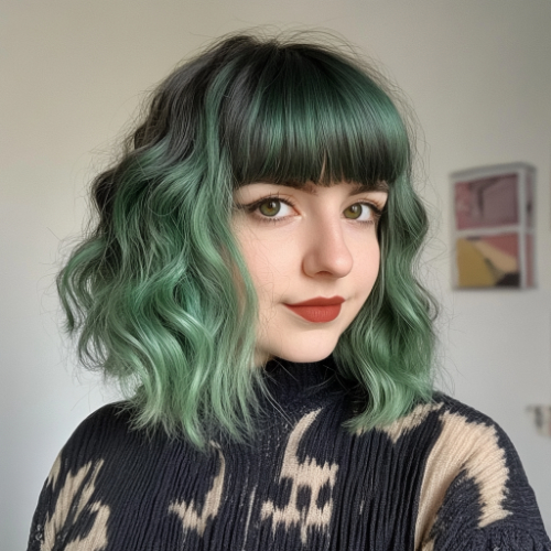 mint green bob hairstyle idea