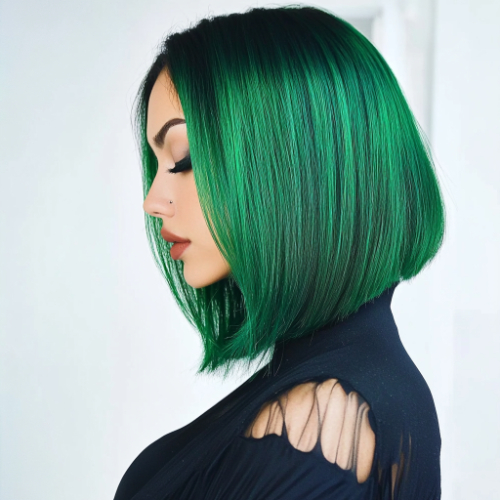 green bob hair color idea