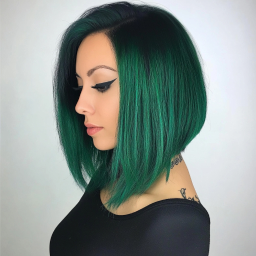 forest green bob haircut