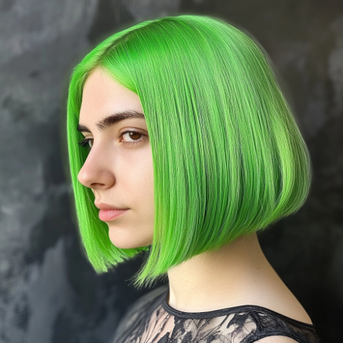 green bob hair styles