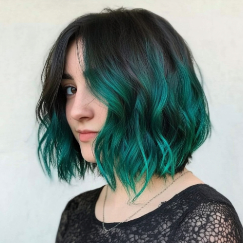 green bob haircut idea