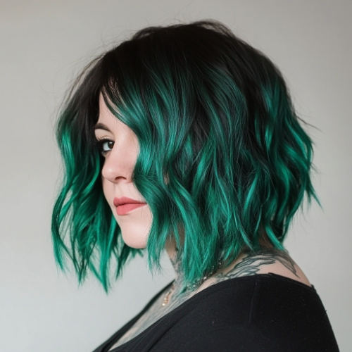 emerald green bob hair color