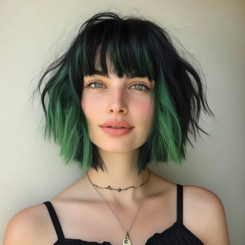 green bob haircuts wavy