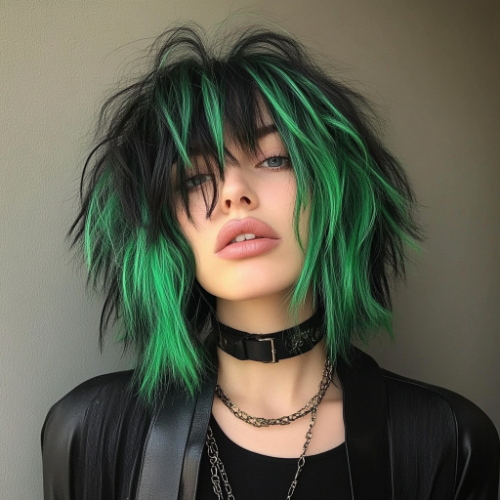 messy green bob