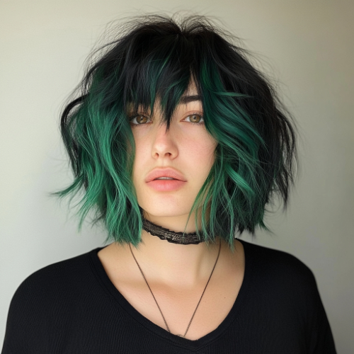 green bob hairstyle darker skin