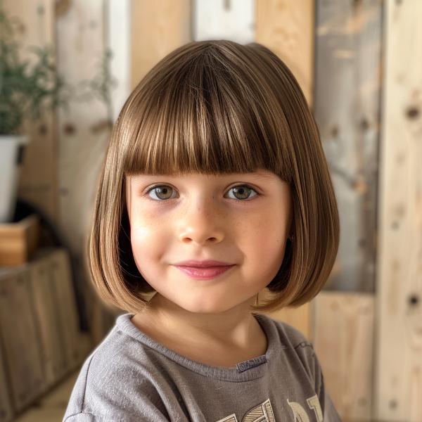 angled kids bob haircut with soft layers