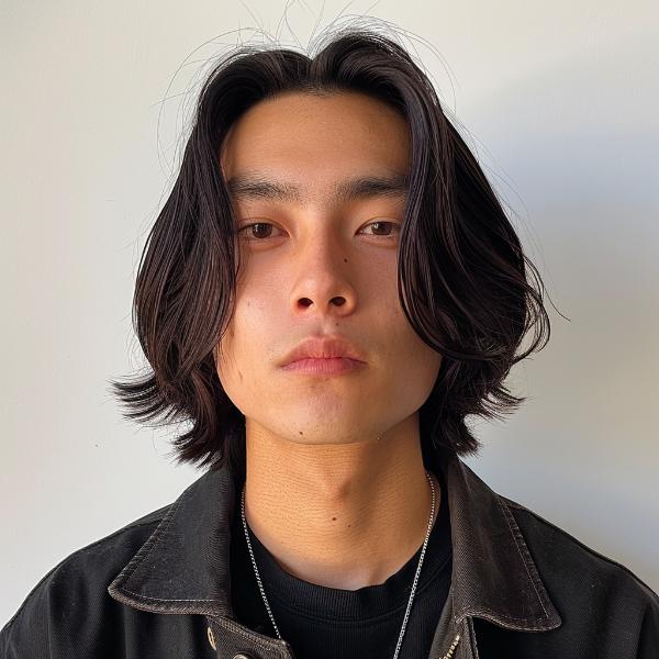 center parted bob cut for men