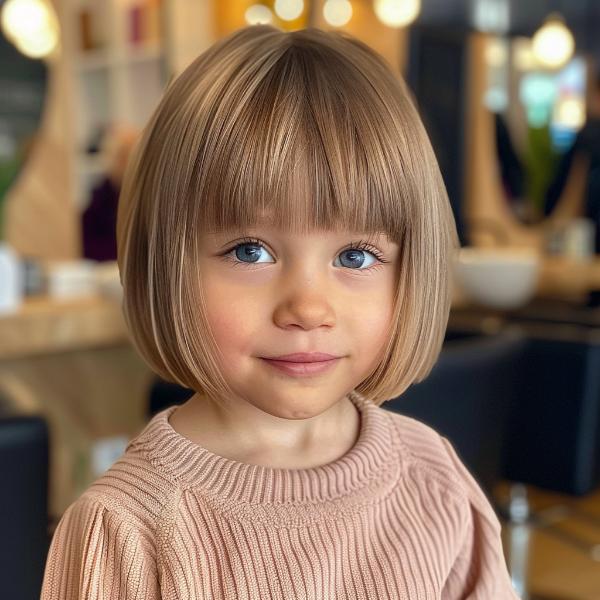 chin-length bob for kids with soft ends