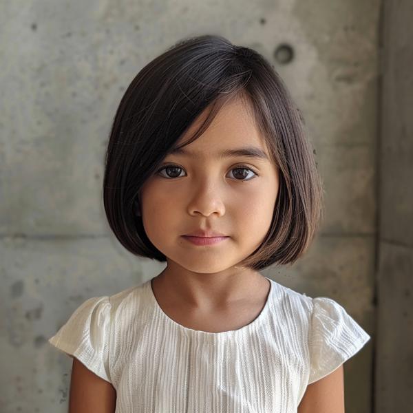 deep side part kids bob hairstyle with volume