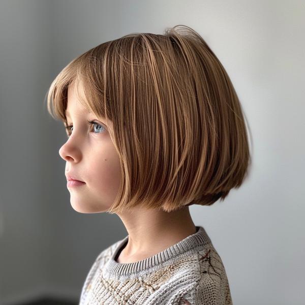 jagged-edge kids bob cut with textured layers