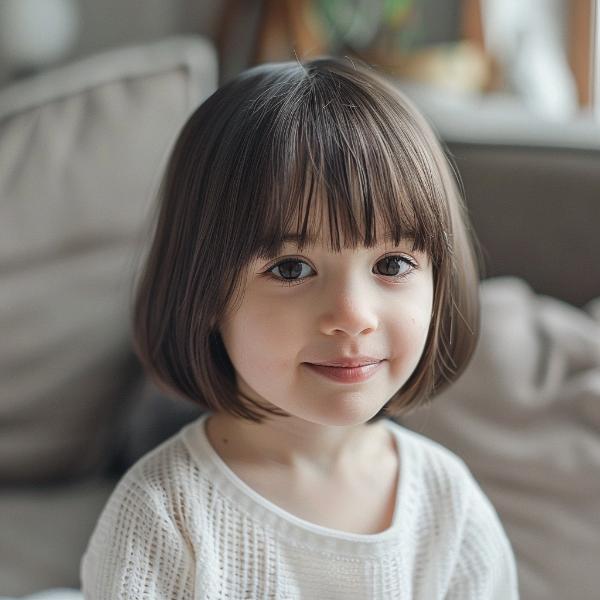 medium-length bob haircut for kids with natural volume