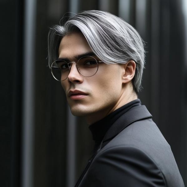 neat medium bob for men with glasses