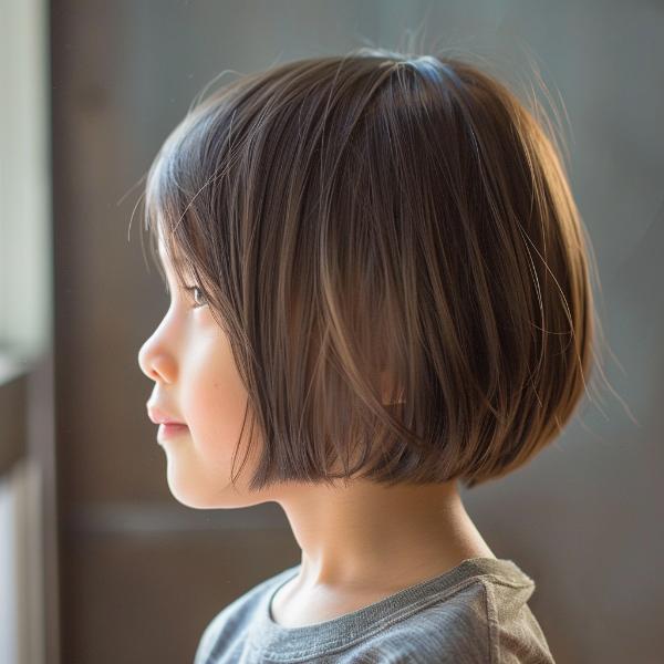 one-length kids bob without bangs for a neat look