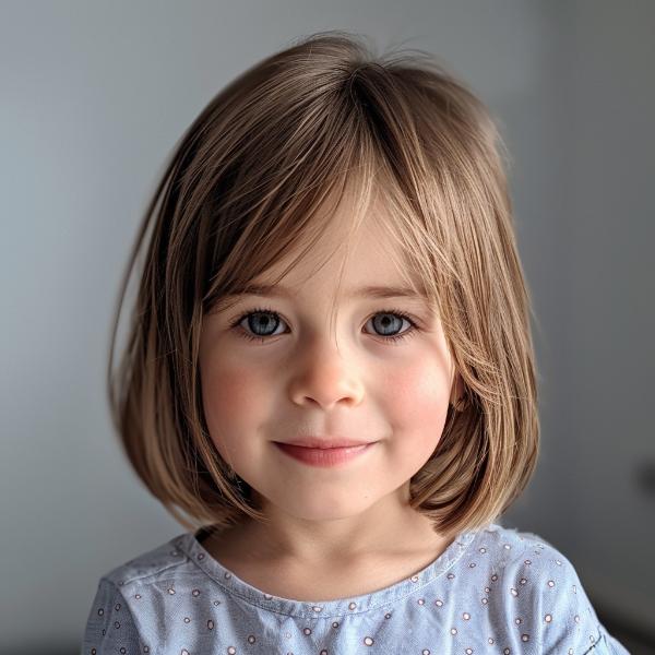 side-parted kids bob hairstyle with volume on top