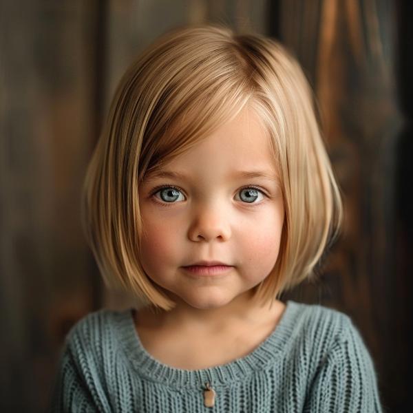 toddler girl side bob haircut with a cute natural wave