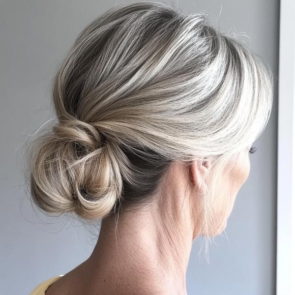 low chignon bun for older women