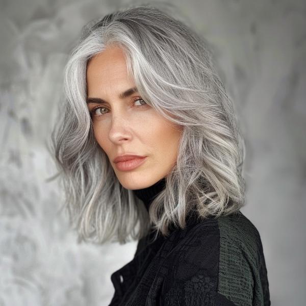 gray lob with platinum highlights