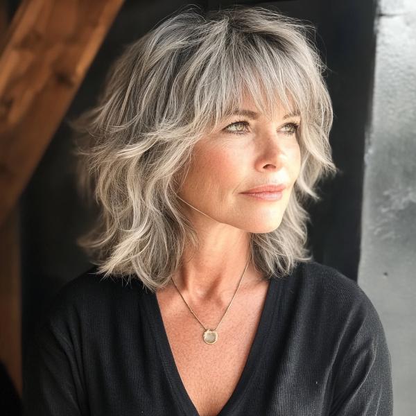 gray shaggy cut style