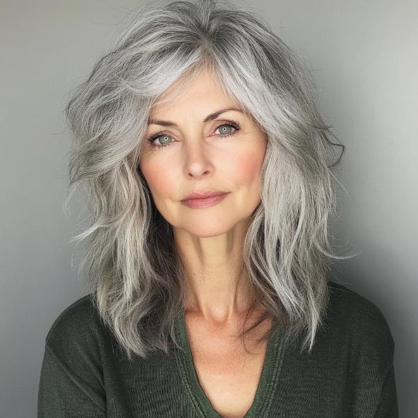 gray shaggy womens haircut