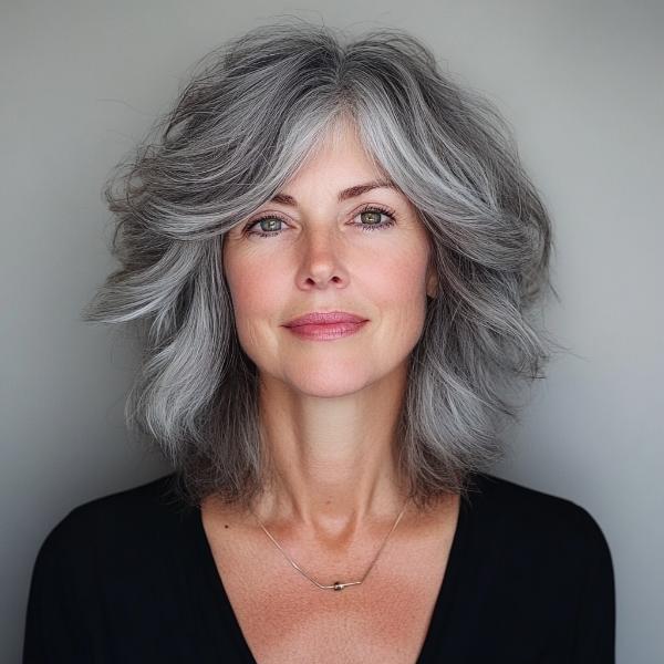 shaggy gray hairstyle