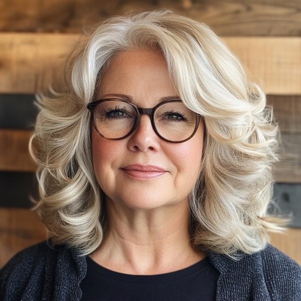 off-centered bob with glasses for senior plus-size woman