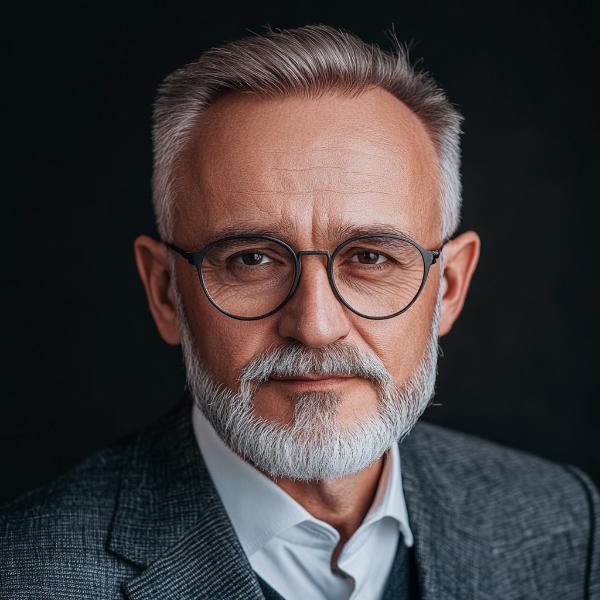 Older Man Professional Haircut with Glasses