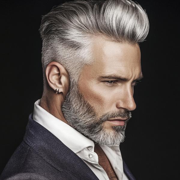 Quiff Gray Hair Professional Haircut