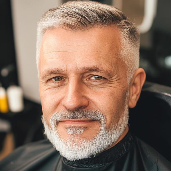 Business Professional Older Man Haircut with a Deep Side Part