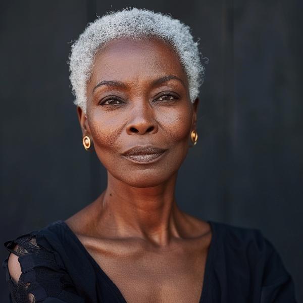 shoulder-length haircut style for older women