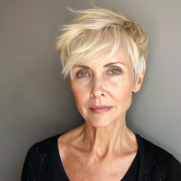 choppy style haircut for senior women