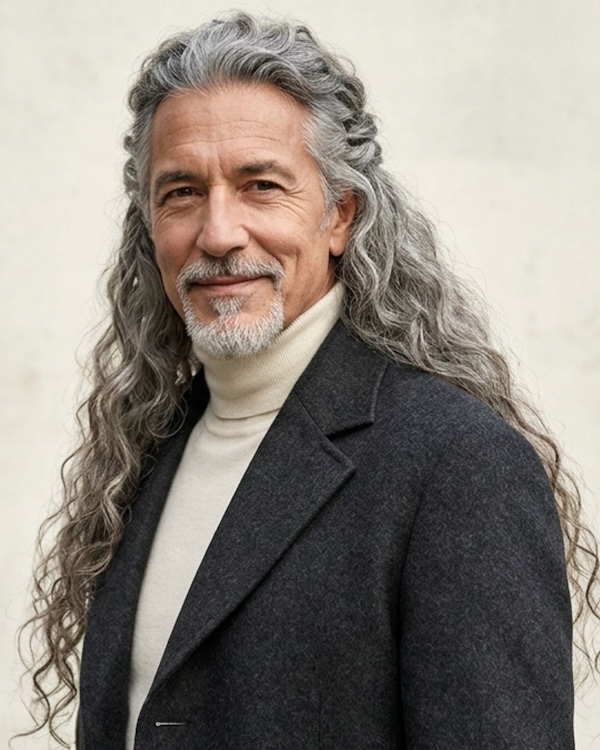 Long Older Gray Men Haircut