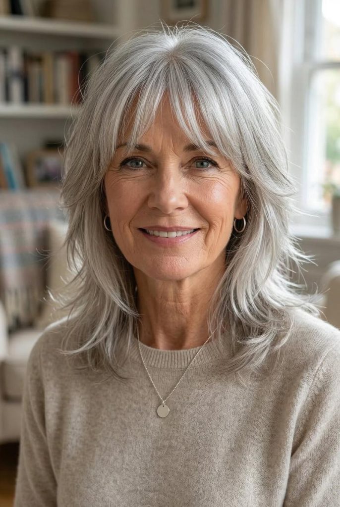 Silver Wolf Cut Featuring Light, Airy, and Softly Feathered Ends