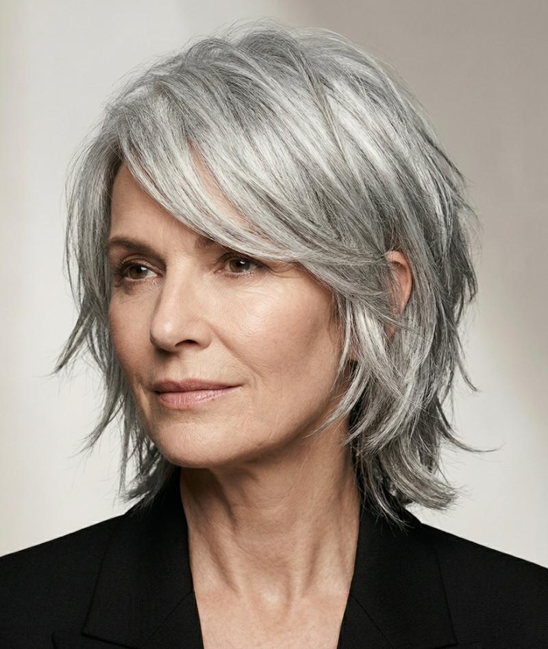 Edgy Silver Wolf Cut Packed with Bold, Choppy Layers That Highlight the Bright Tones