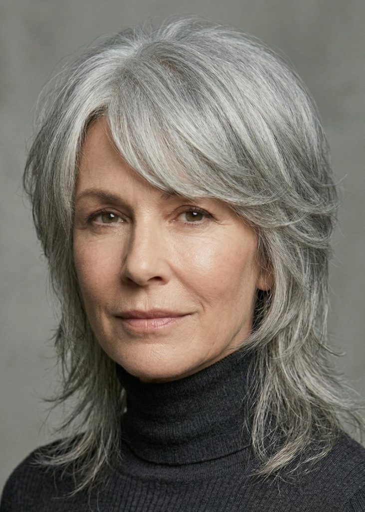 Short Gray Wolf Cut Featuring Soft, Airy, and Feathered Layers