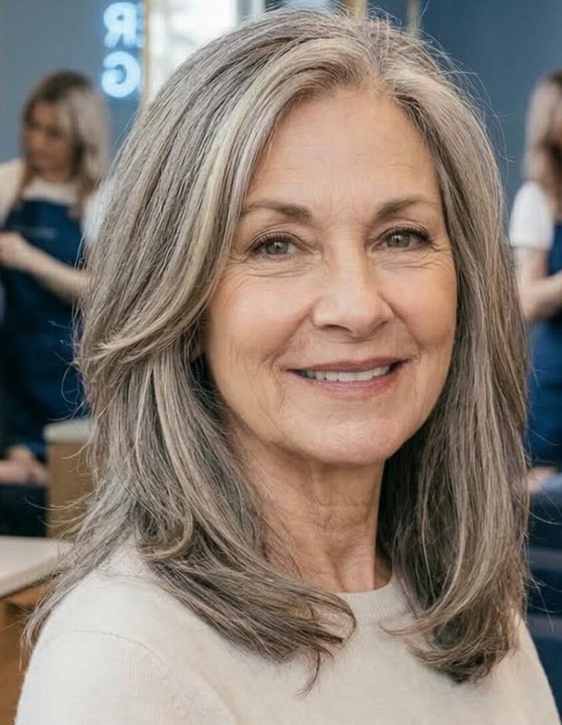 Soft, Natural Silver Wolf Cut with Subtle Layering and a Relaxed, Flowing Shape