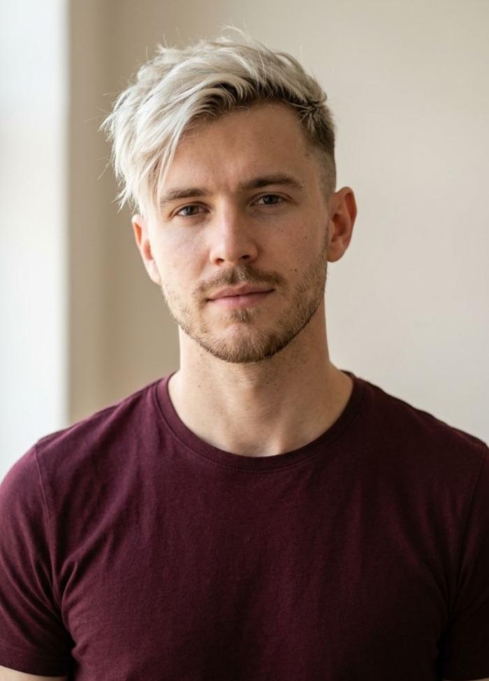 Gay Men Haircut Blonde Dyed