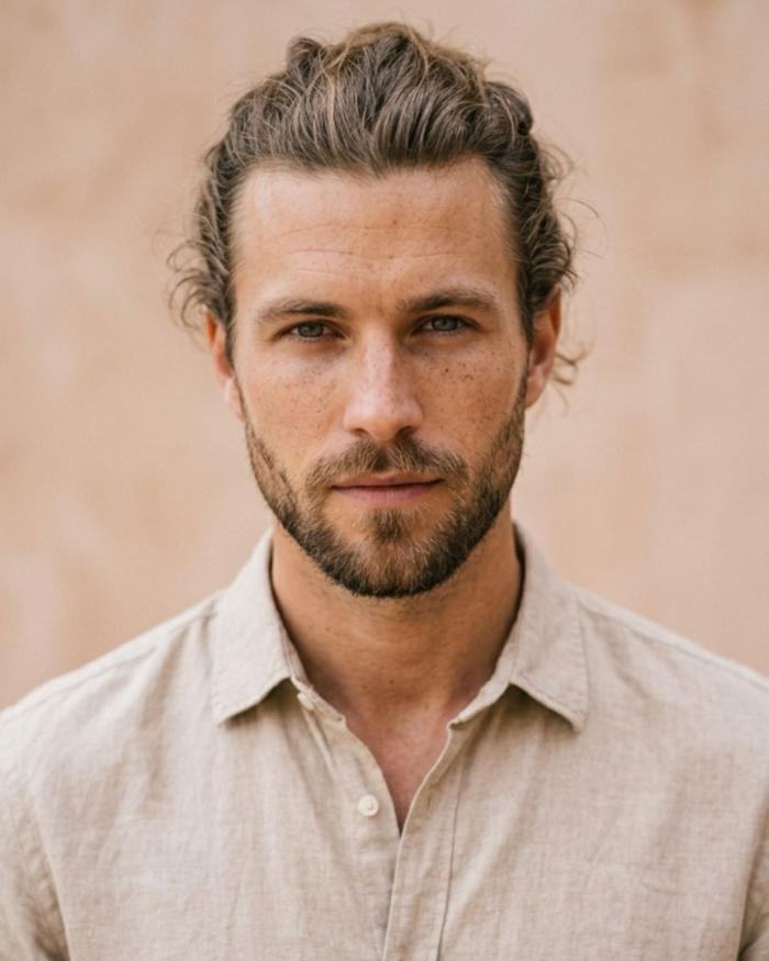 Gay Men Haircut Messy Top Bun