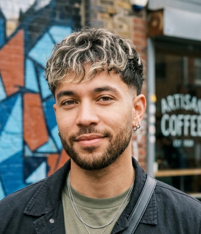 Gay Men Haircut Bleached Blonde Top Highlights