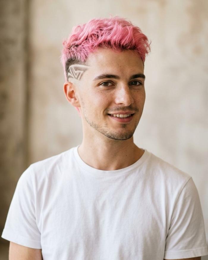 Gay Men Haircut Pink Color