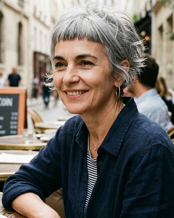 French Pixie Haircut with Blunt Bangs