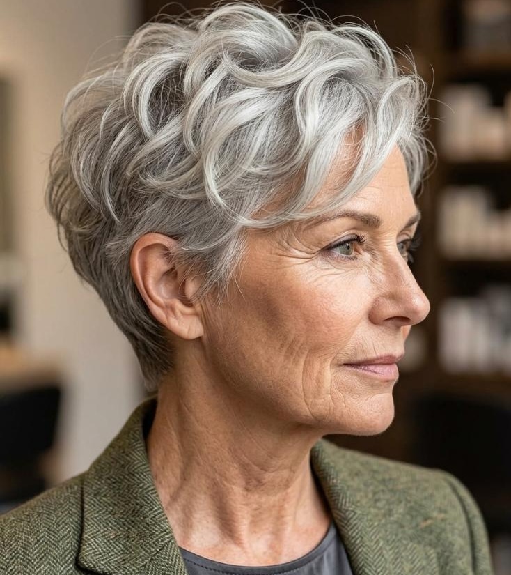 Disconnected Gray Pixie Haircut