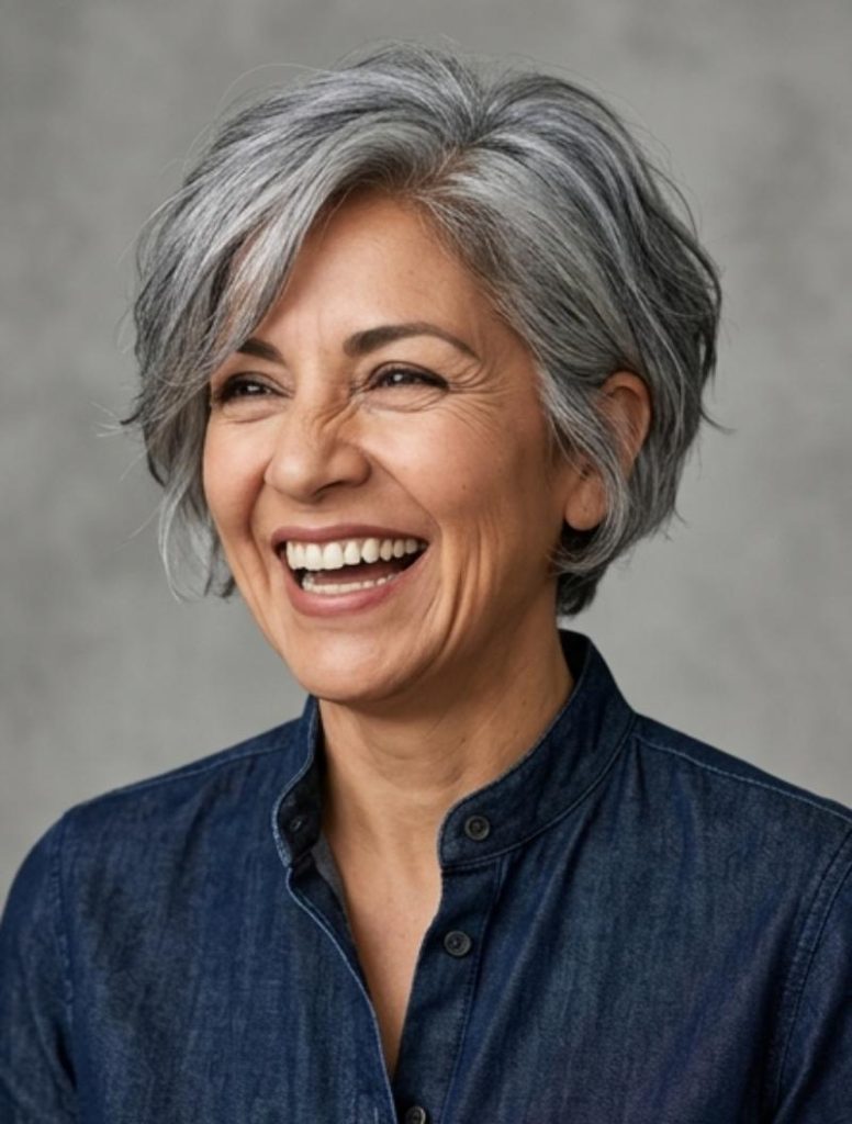 Gray Pixie-Bob Haircut Over 50