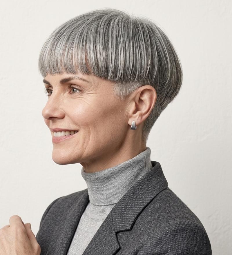 Gray Bowl-Pixie Cut