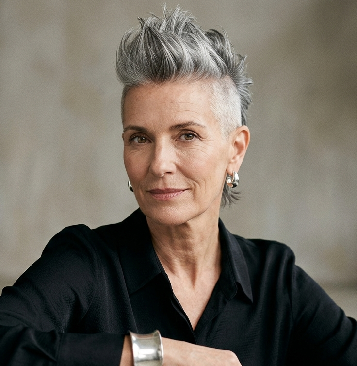 Stylish Trendy Gray Mohawk-Pixie