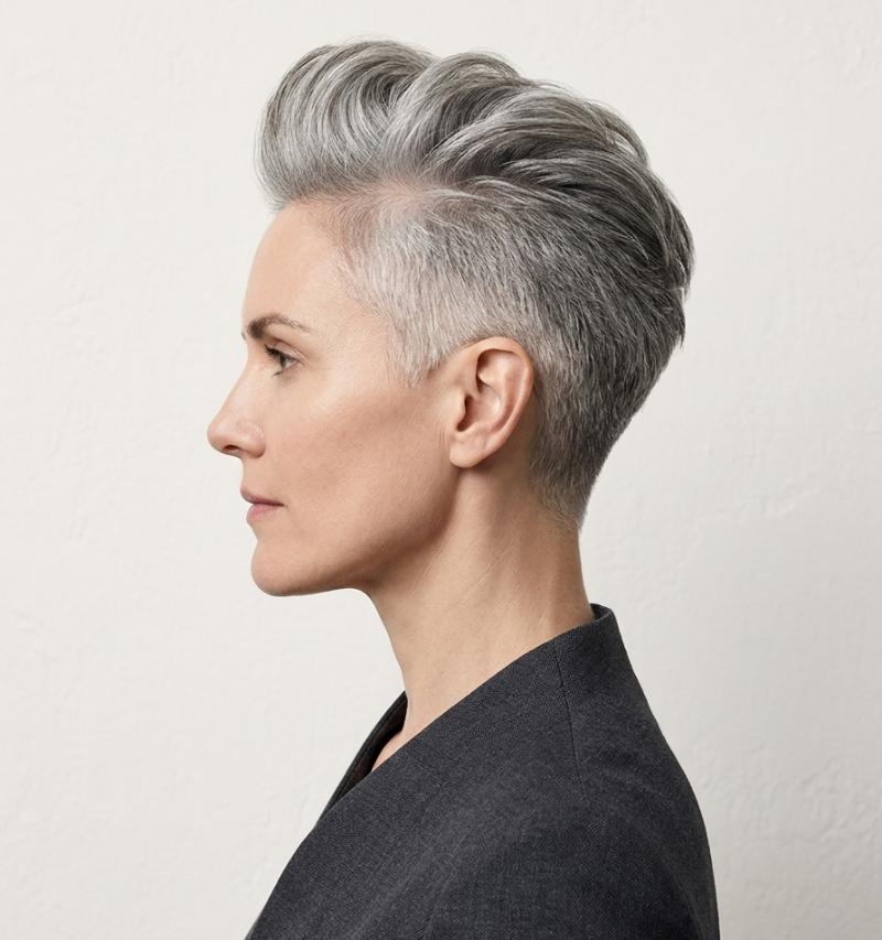 Gray Pompadour Pixie Cut
