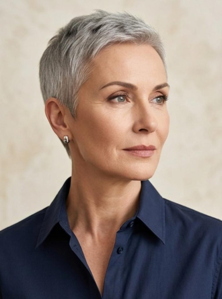 Gray Pixie Cut with Undercut