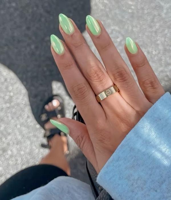 Matcha Nail Design Glossy and Glazed