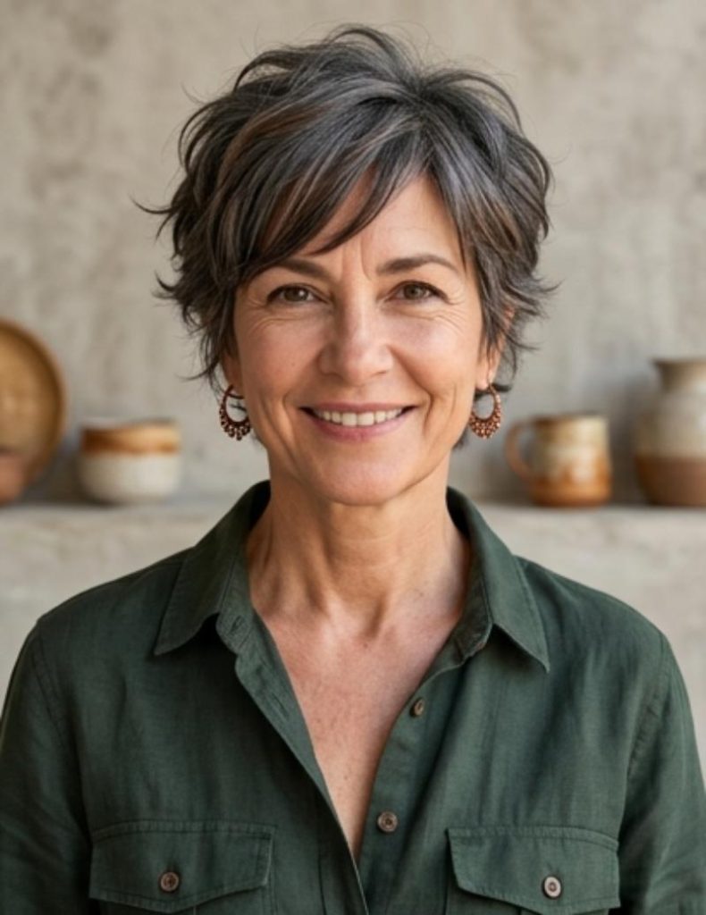 Textured Messy Shag Gray Pixie