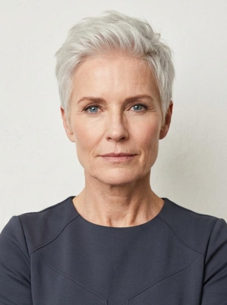 Gray Pompadour Quiff Women Over 50