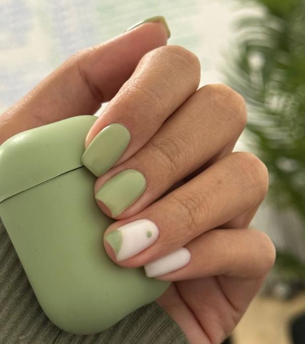Matcha Nail Design Minimalistic with Matte Finish